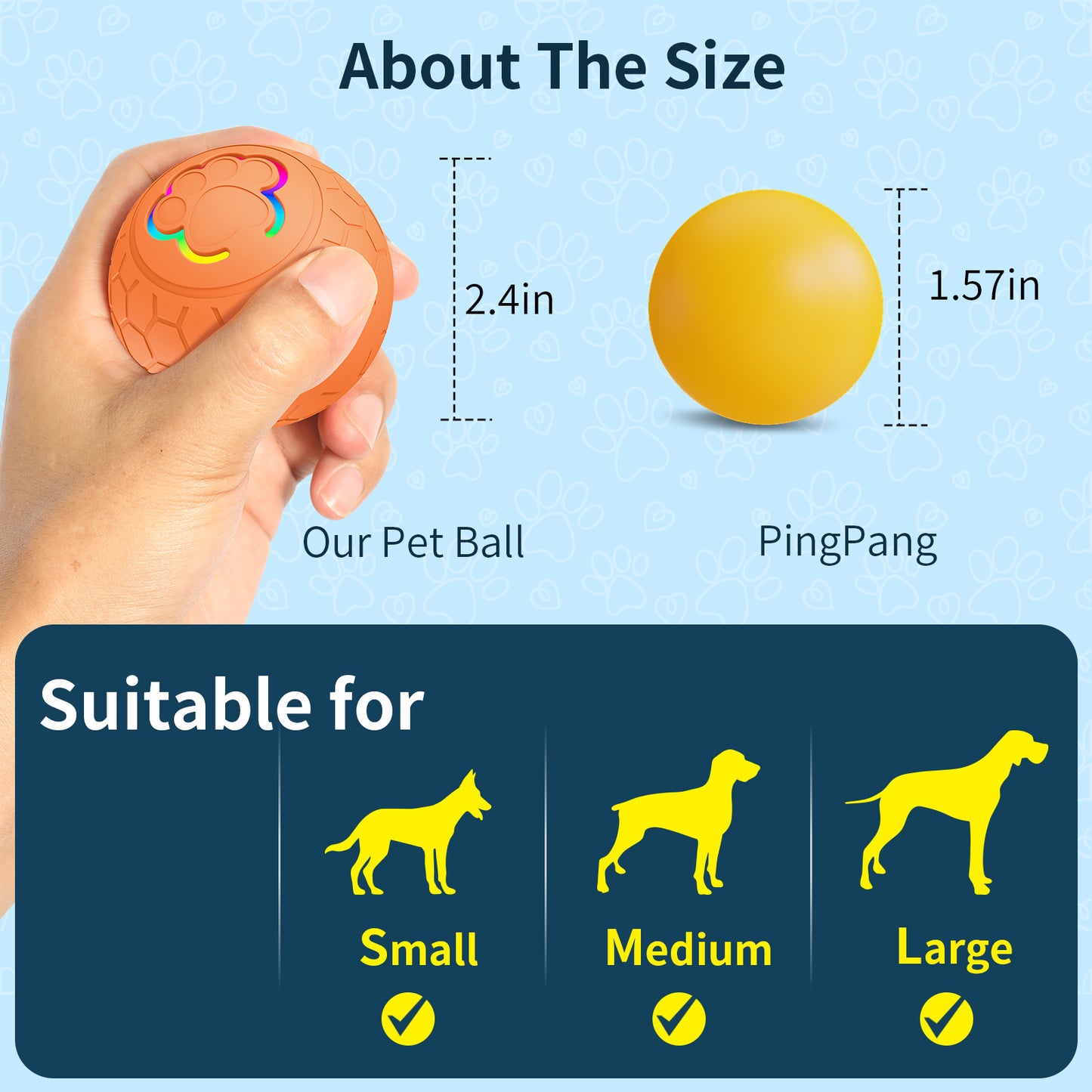 Rechargeable LED Interactive Pet Ball