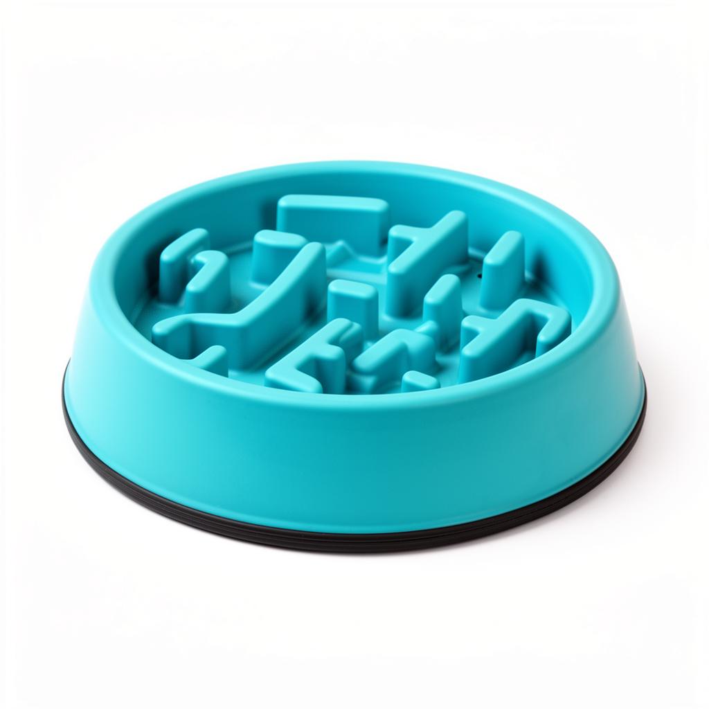 Slow Feeder Puzzle Bowl - ocean blue maze-pattern dog bowl